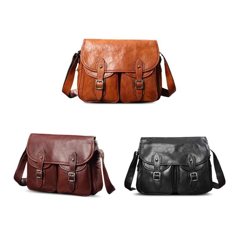 Hommes Cuir Artificiel Vintage Grande Capacité Sac À Bandoulière Rétro Ordinateur Portable Brief Bag