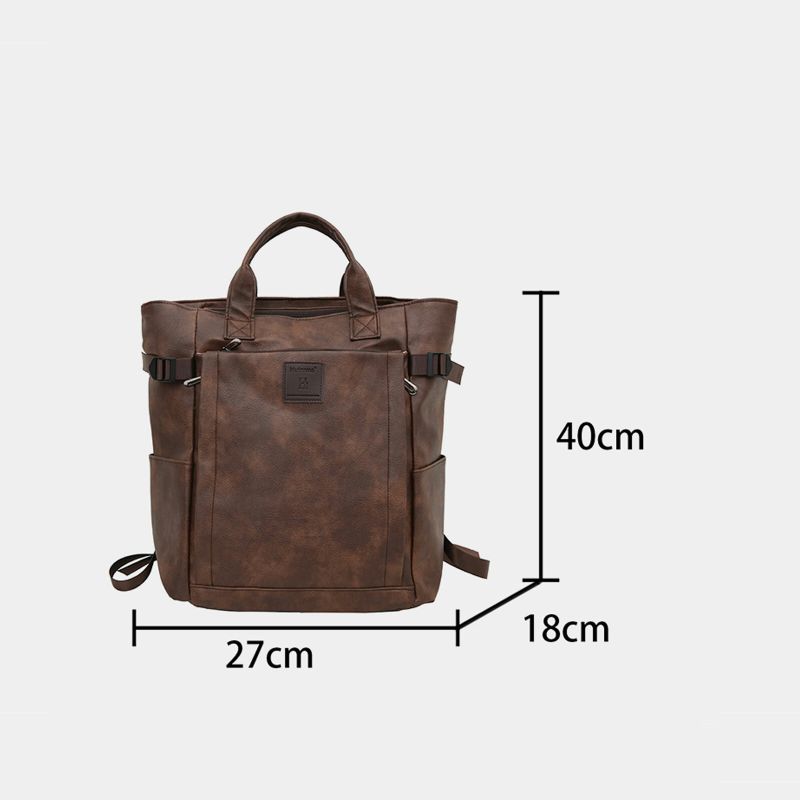 Hommes Cuir Artificiel Vintage Grande Capacité Sacs À Dos Étanches Ordinateur Portable Doux Rétro Voyage Sac À Dos