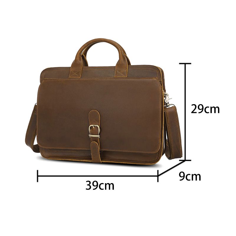 Hommes En Cuir Artificiel Vintage Porte-documents Multifonctionnel Grande Capacité Organisateur Ordinateur Sac À Main Sac À Bandoulière