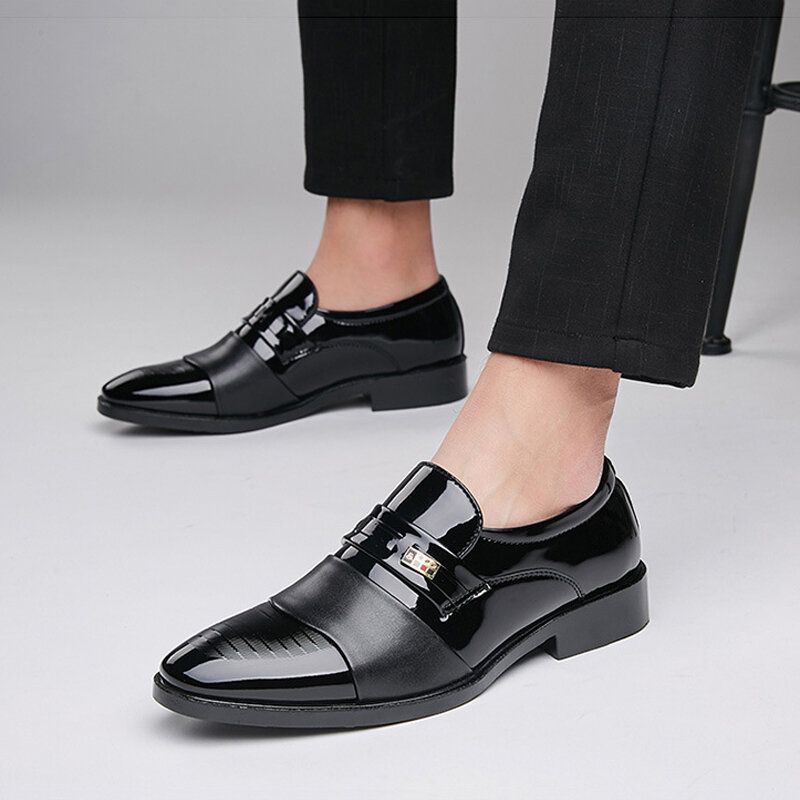 Hommes Cuir Confortable Semelle Souple Bout Pointu Slip On Dress Casual Business Chaussures