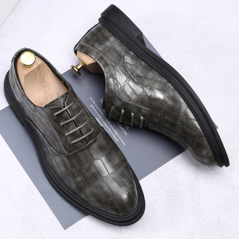 Hommes Cuir Confortable Semelle Souple Crocodile Grain Angleterre Style Casual Business Chaussures