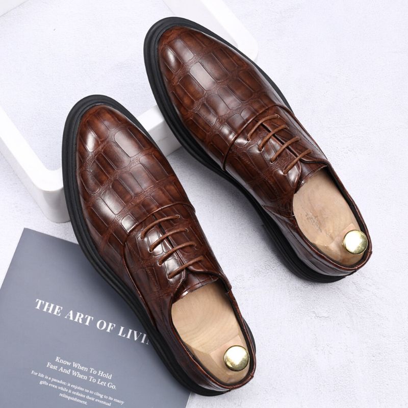 Hommes Cuir Confortable Semelle Souple Crocodile Grain Angleterre Style Casual Business Chaussures