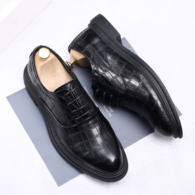 Hommes Cuir Confortable Semelle Souple Crocodile Grain Angleterre Style Casual Business Chaussures