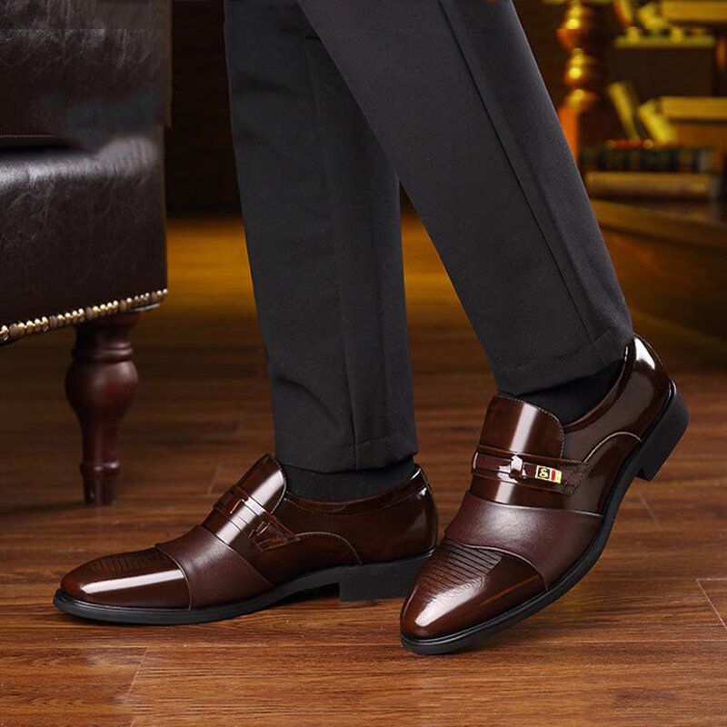 Hommes Cuir Confortable Semelle Souple Pointy Toe Oxford Slip On Casual Business Chaussures