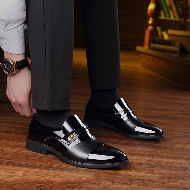 Hommes Cuir Confortable Semelle Souple Pointy Toe Oxford Slip On Casual Business Chaussures