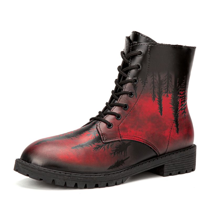 Hommes Cuir Halloween Impression Semelle Souple Bout Rond Confortable Coloré Casual Martin Bottes