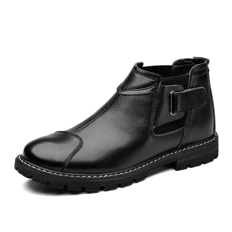 Hommes Cuir Pointu Toe Non Slip Soft Sole Trendy Chelsea Casual Boots