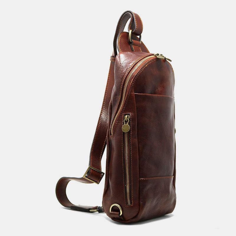 Hommes En Cuir Pu Antivol Vintage Sac À Bandoulière Décontracté Sac À Bandoulière Sac De Poitrine Sac À Bandoulière Sac Hippie