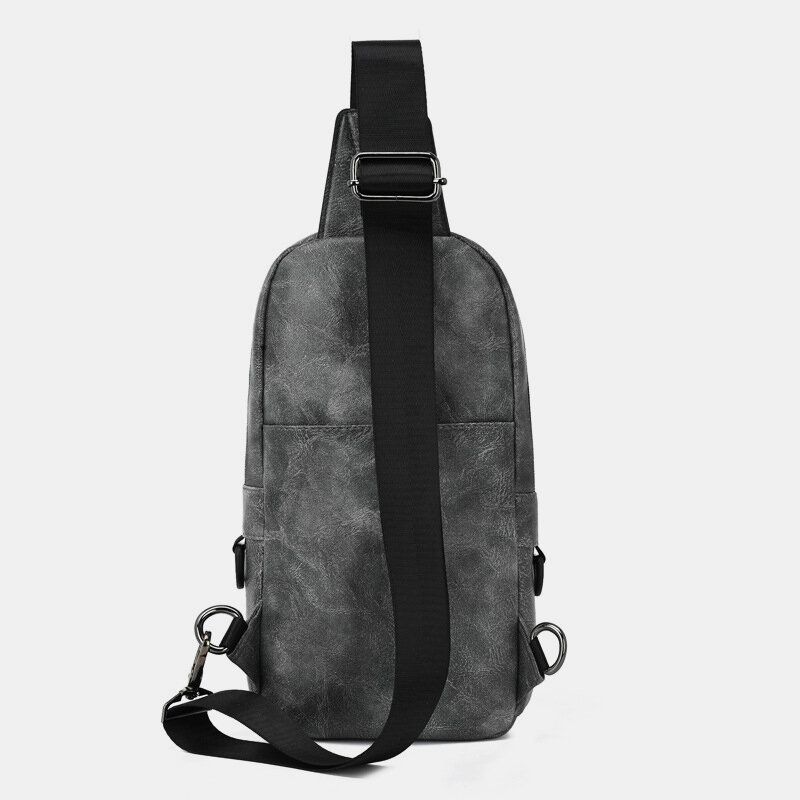 Hommes En Cuir Pu Étanche Multi-poches Casque Trou Décontracté Poitrine Sacs Sac À Bandoulière Sacs À Bandoulière