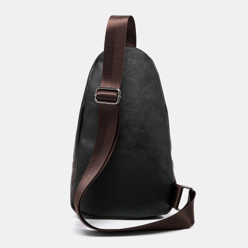 Hommes En Cuir Pu Multi-poches Étanche Sac À Bandoulière Décontracté Sac De Poitrine Sac À Bandoulière