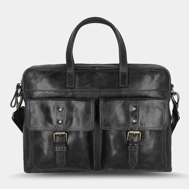 Hommes En Cuir Pu Vintage Affaires Polyvalent Multi-poches Enseignant Sac Porte-documents Multifonction Sac À Bandoulière Sac À Main