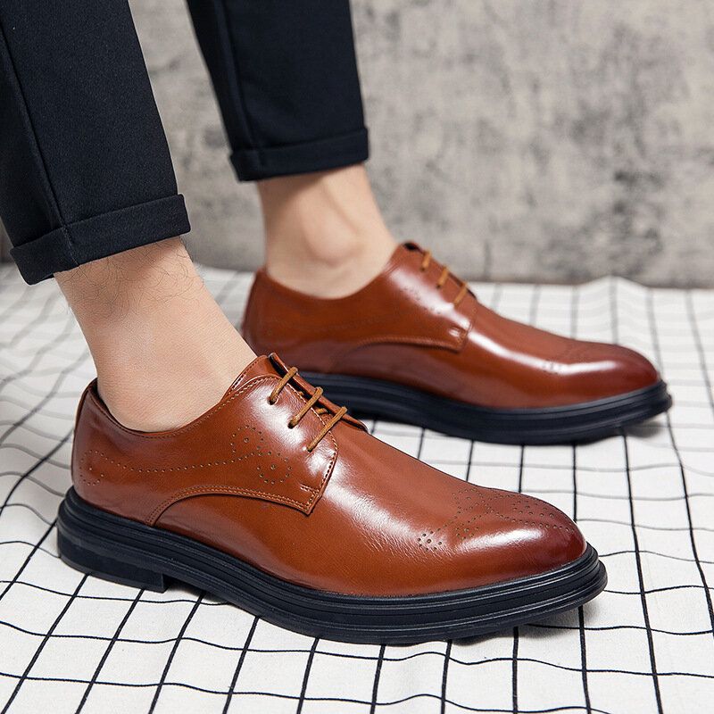 Hommes Cuir Respirant Confortable Pointu Toe Vintage Oxford Casual Business Chaussures