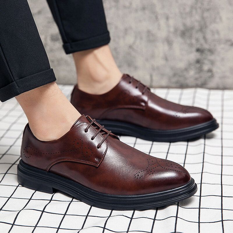 Hommes Cuir Respirant Confortable Pointu Toe Vintage Oxford Casual Business Chaussures