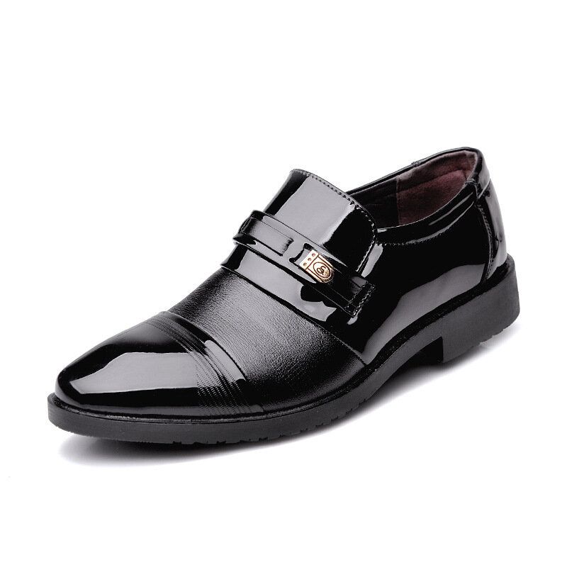 Hommes Cuir Respirant Confortable Semelle Souple Bout Pointu Robe Oxford Casual Business Chaussures