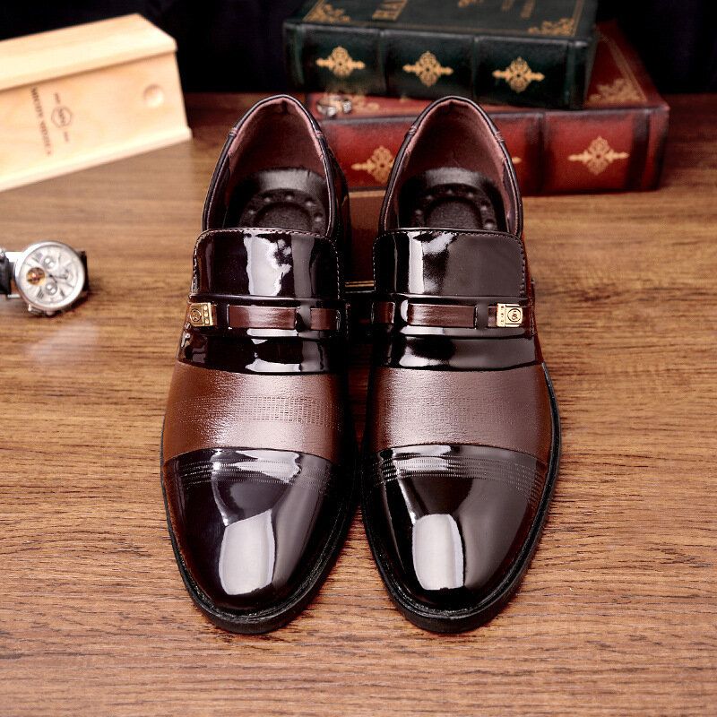 Hommes Cuir Respirant Confortable Semelle Souple Bout Pointu Robe Oxford Casual Business Chaussures