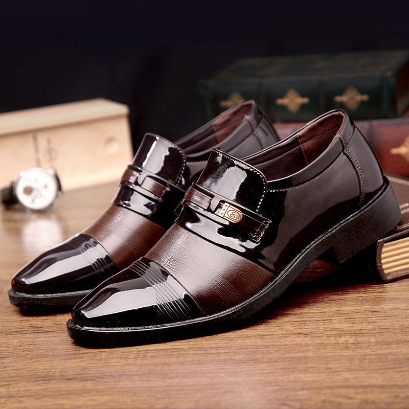 Hommes Cuir Respirant Confortable Semelle Souple Bout Pointu Robe Oxford Casual Business Chaussures