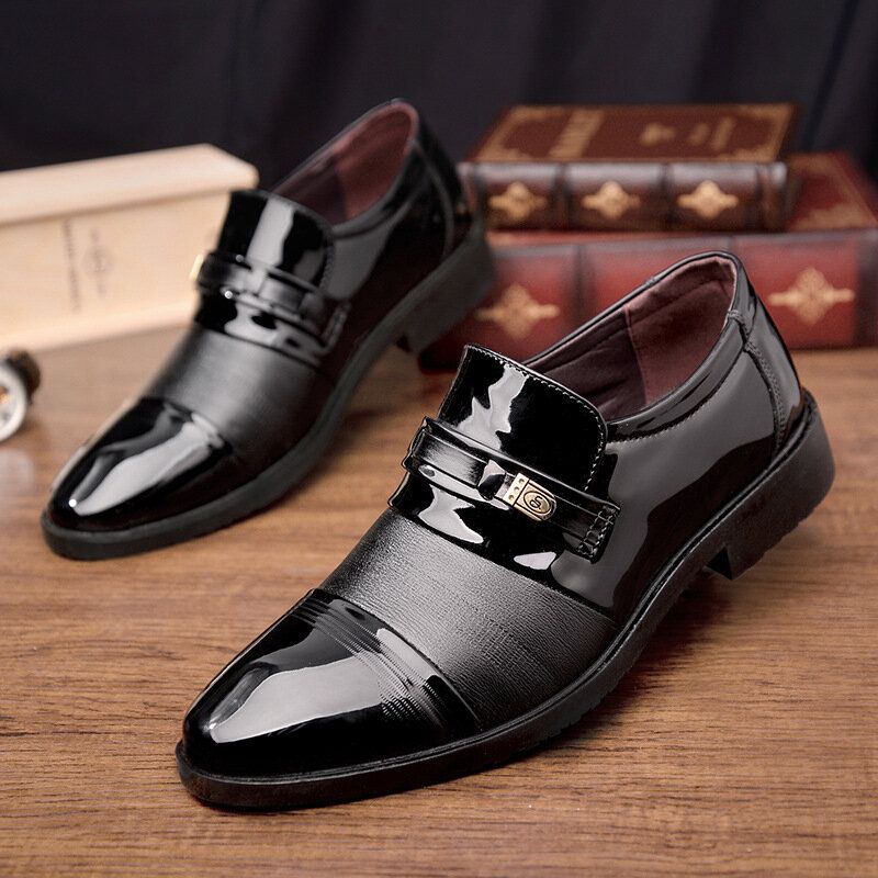 Hommes Cuir Respirant Confortable Semelle Souple Bout Pointu Robe Oxford Casual Business Chaussures