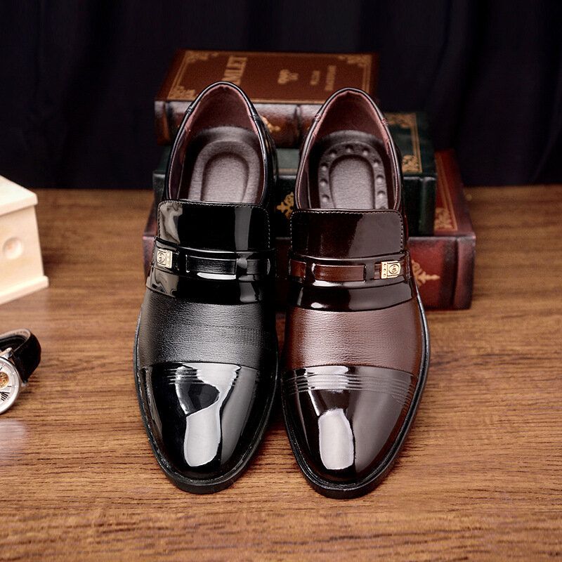 Hommes Cuir Respirant Confortable Semelle Souple Bout Pointu Robe Oxford Casual Business Chaussures