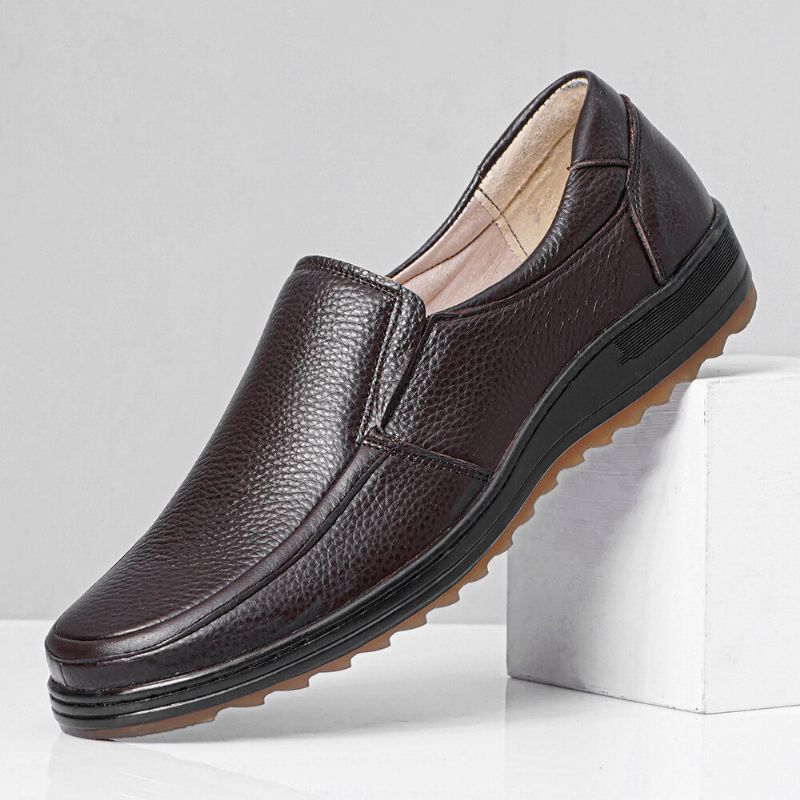 Hommes Cuir Respirant Semelle Souple Antidérapant Confortable Slip On Casual Business Chaussures