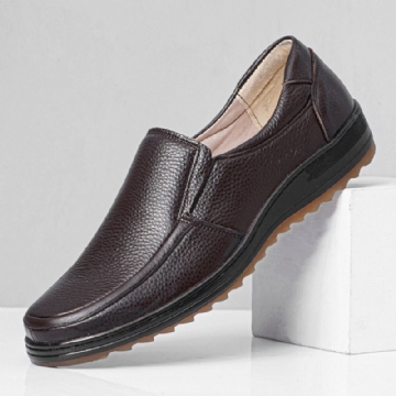 Hommes Cuir Respirant Semelle Souple Antidérapant Confortable Slip On Casual Business Chaussures