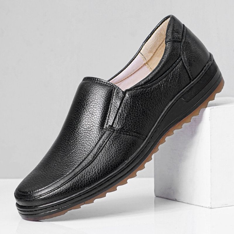 Hommes Cuir Respirant Semelle Souple Antidérapant Confortable Slip On Casual Business Chaussures