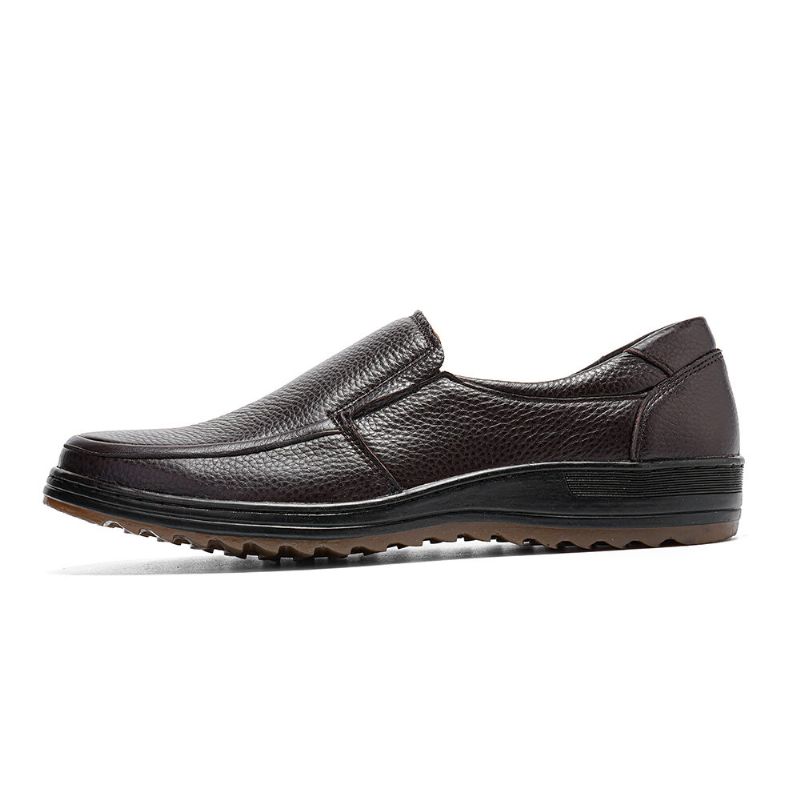 Hommes Cuir Respirant Semelle Souple Antidérapant Confortable Slip On Casual Business Chaussures