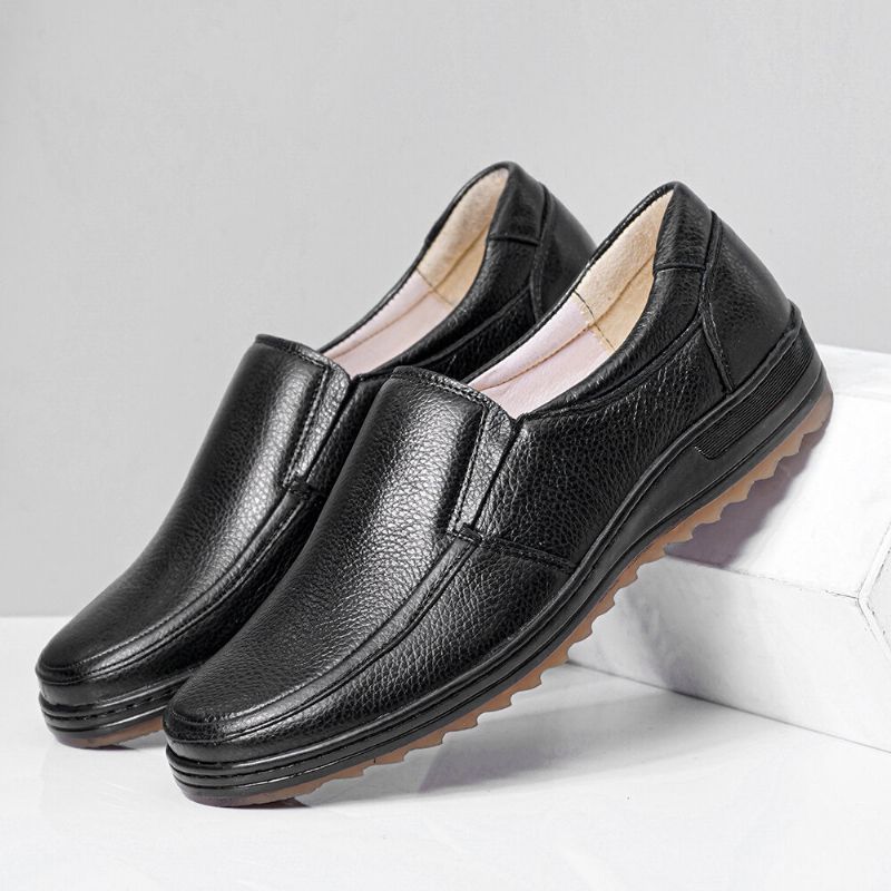 Hommes Cuir Respirant Semelle Souple Antidérapant Confortable Slip On Casual Business Chaussures