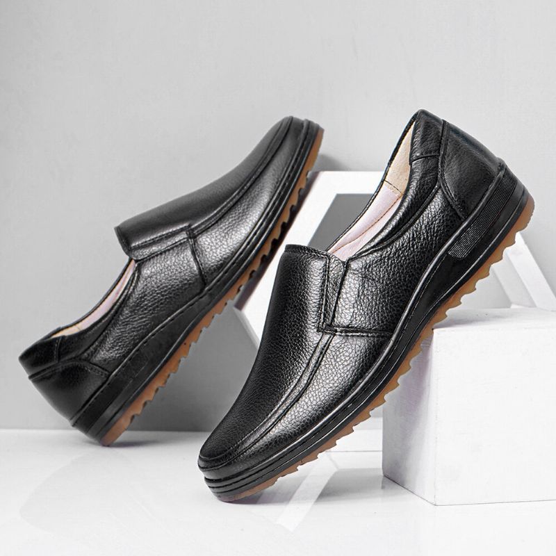 Hommes Cuir Respirant Semelle Souple Antidérapant Confortable Slip On Casual Business Chaussures