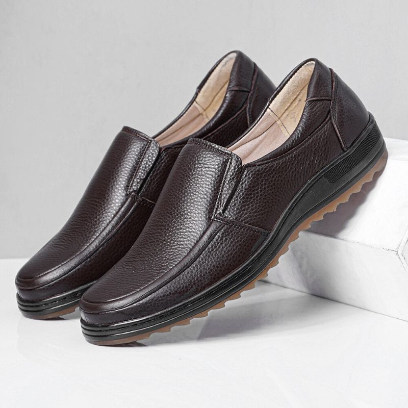 Hommes Cuir Respirant Semelle Souple Antidérapant Confortable Slip On Casual Business Chaussures