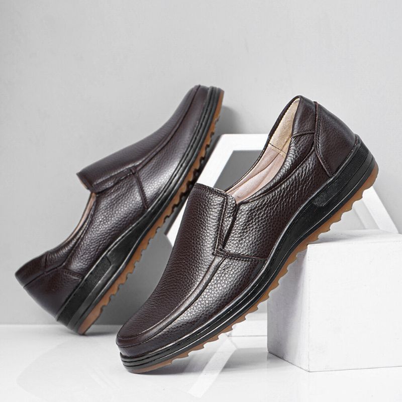 Hommes Cuir Respirant Semelle Souple Antidérapant Confortable Slip On Casual Business Chaussures