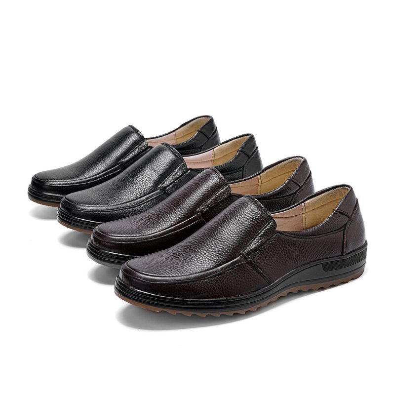 Hommes Cuir Respirant Semelle Souple Antidérapant Confortable Slip On Casual Business Chaussures