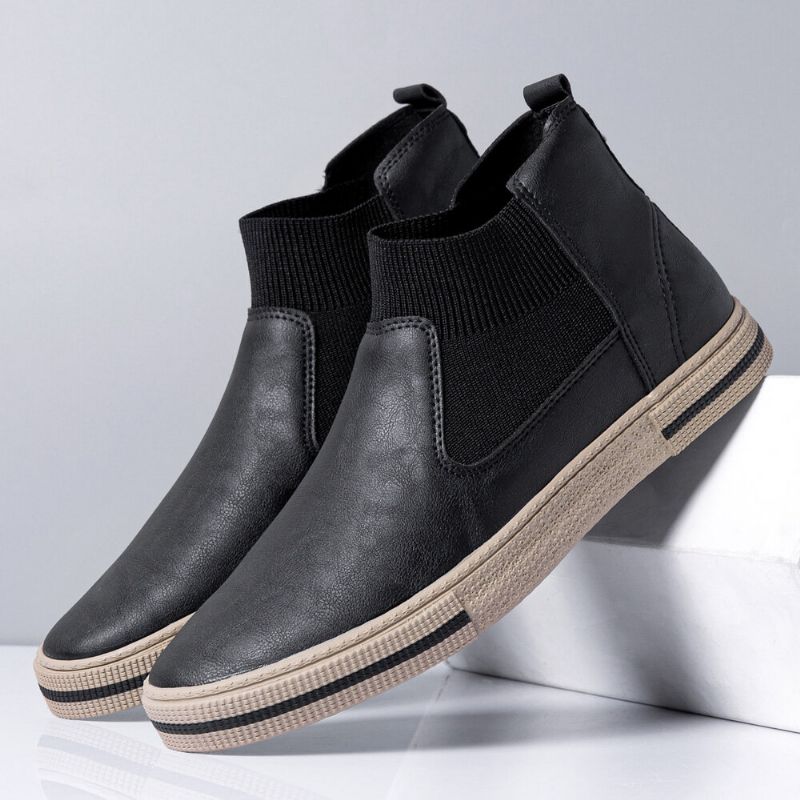 Hommes Cuir Respirant Semelle Souple Antidérapant Confortable Slip On Casual Court Chaussures