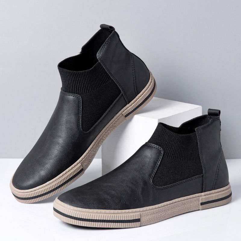 Hommes Cuir Respirant Semelle Souple Antidérapant Confortable Slip On Casual Court Chaussures