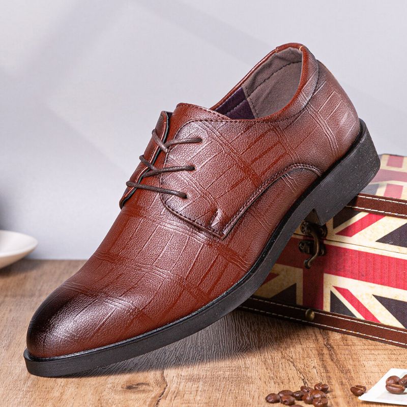 Hommes Cuir Respirant Semelle Souple Classique Pure Color Oxfords Casual Business Chaussures