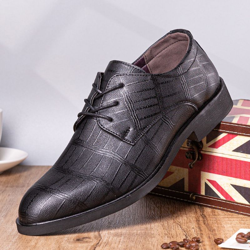 Hommes Cuir Respirant Semelle Souple Classique Pure Color Oxfords Casual Business Chaussures