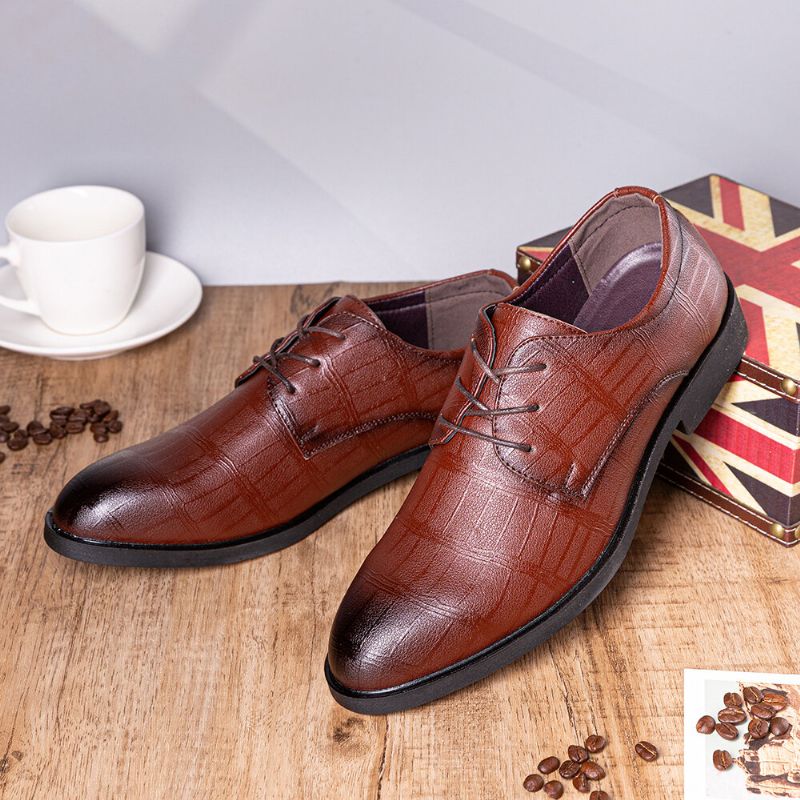 Hommes Cuir Respirant Semelle Souple Classique Pure Color Oxfords Casual Business Chaussures