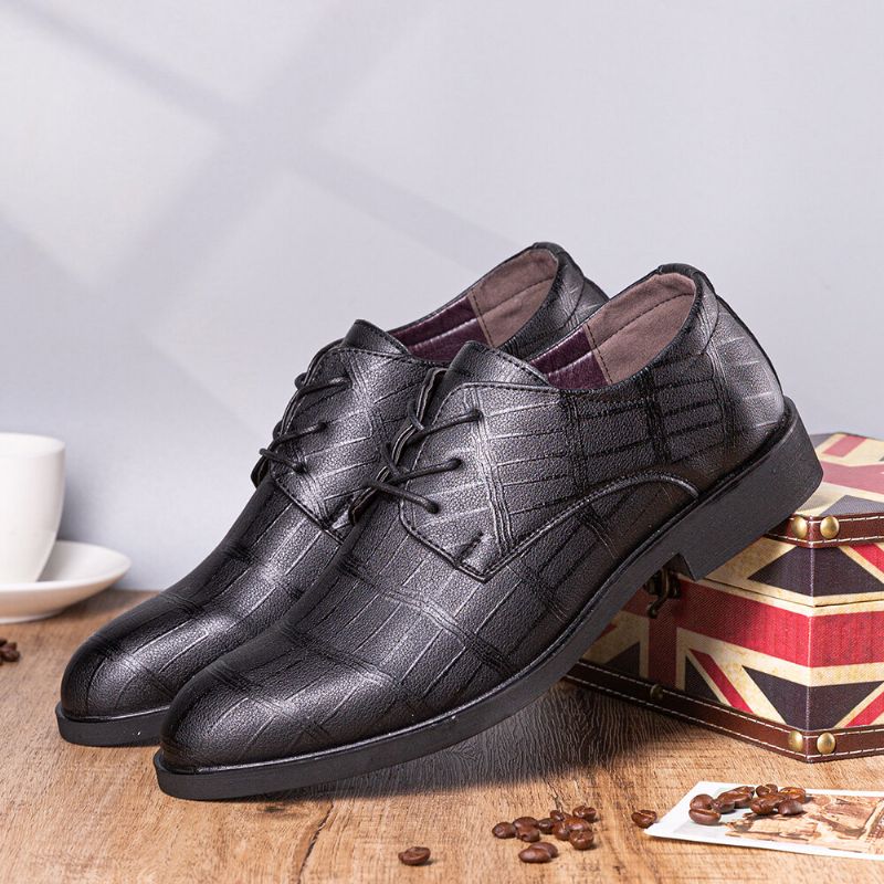 Hommes Cuir Respirant Semelle Souple Classique Pure Color Oxfords Casual Business Chaussures