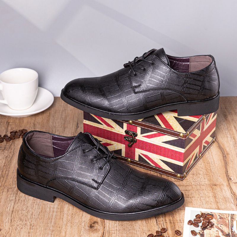 Hommes Cuir Respirant Semelle Souple Classique Pure Color Oxfords Casual Business Chaussures