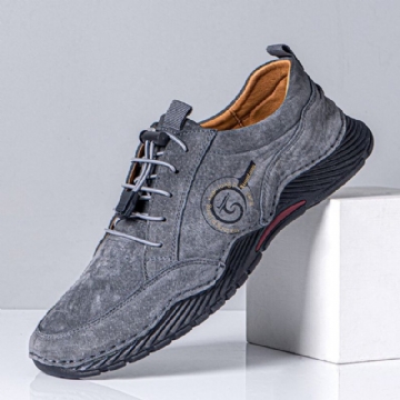 Hommes Cuir Respirant Semelle Souple Confortable Conduite Lacets Élastiques Chaussures De Sport Décontractées