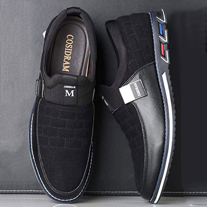 Hommes Cuir Respirant Semelle Souple En Daim Splicing Brief Slip On Casual Business Shoes