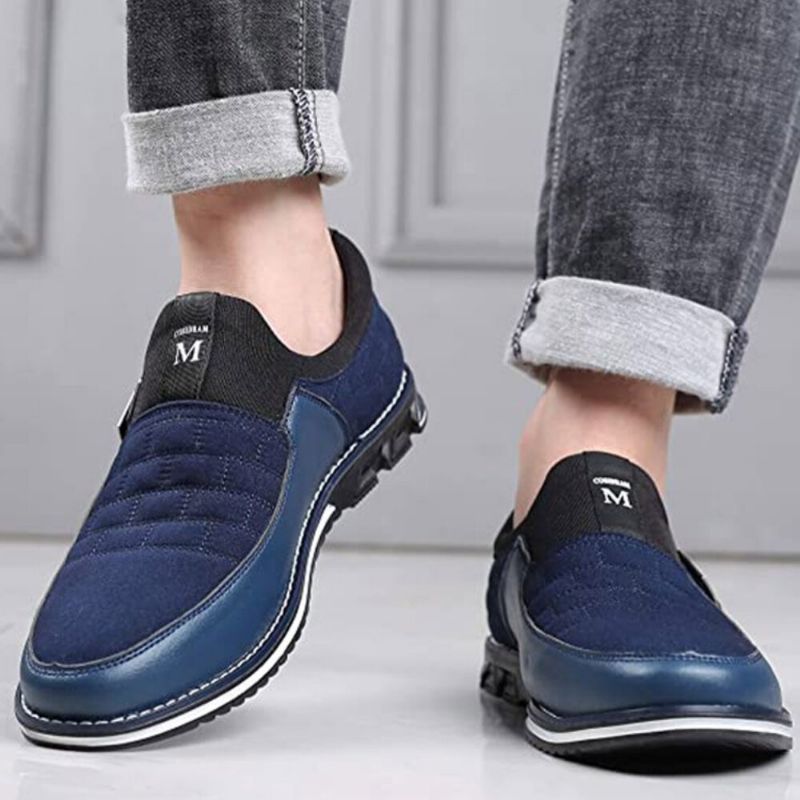 Hommes Cuir Respirant Semelle Souple En Daim Splicing Brief Slip On Casual Business Shoes