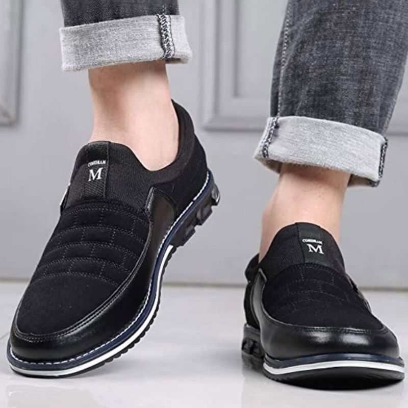 Hommes Cuir Respirant Semelle Souple En Daim Splicing Brief Slip On Casual Business Shoes