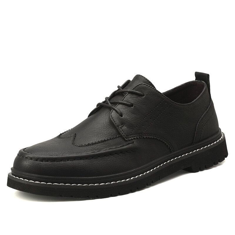 Hommes Cuir Respirant Semelle Souple Rétro Bref Angleterre Style Casual Business Chaussures