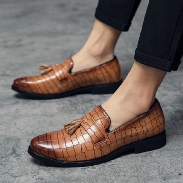 Hommes Cuir Respirant Semelle Souple Rétro Crocodile Grain Slip On Casual Chaussures