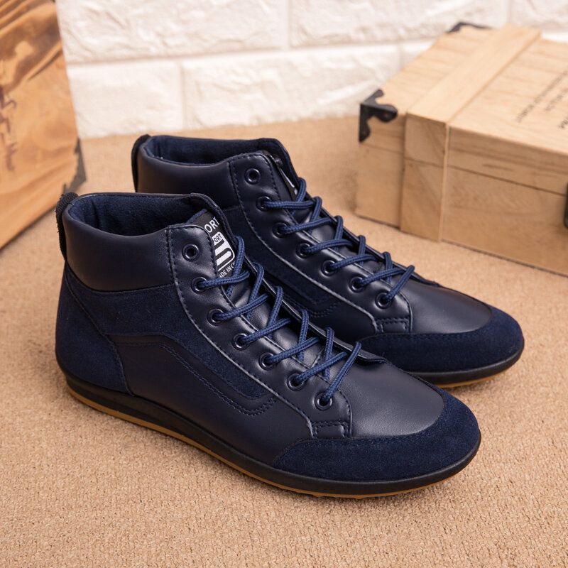 Hommes Cuir Semelle Souple Antidérapant À Lacets Rétro Angleterre Style Casual Mi-mollet Chaussures