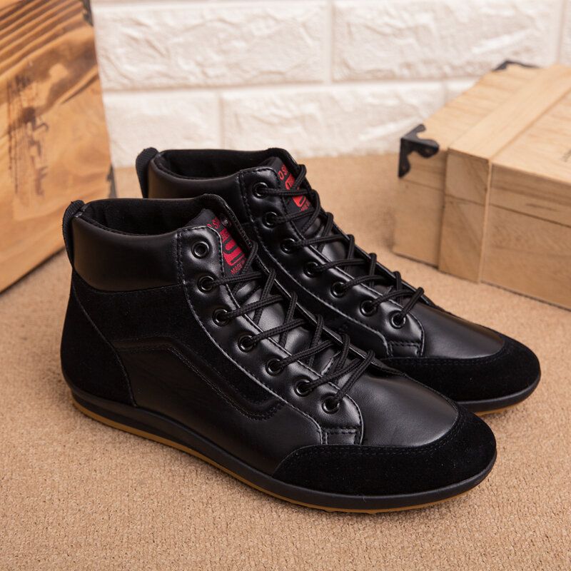 Hommes Cuir Semelle Souple Antidérapant À Lacets Rétro Angleterre Style Casual Mi-mollet Chaussures