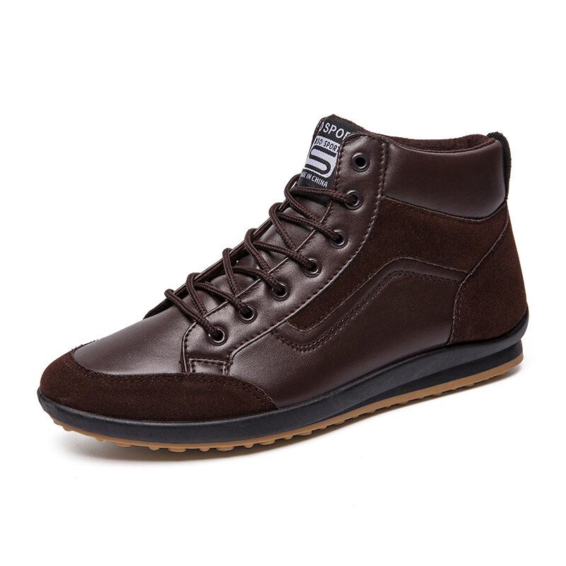 Hommes Cuir Semelle Souple Antidérapant À Lacets Rétro Angleterre Style Casual Mi-mollet Chaussures