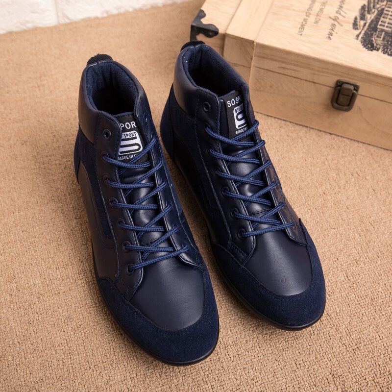 Hommes Cuir Semelle Souple Antidérapant À Lacets Rétro Angleterre Style Casual Mi-mollet Chaussures