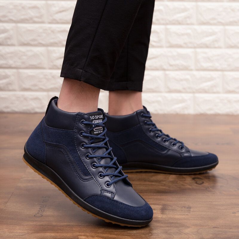 Hommes Cuir Semelle Souple Antidérapant À Lacets Rétro Angleterre Style Casual Mi-mollet Chaussures