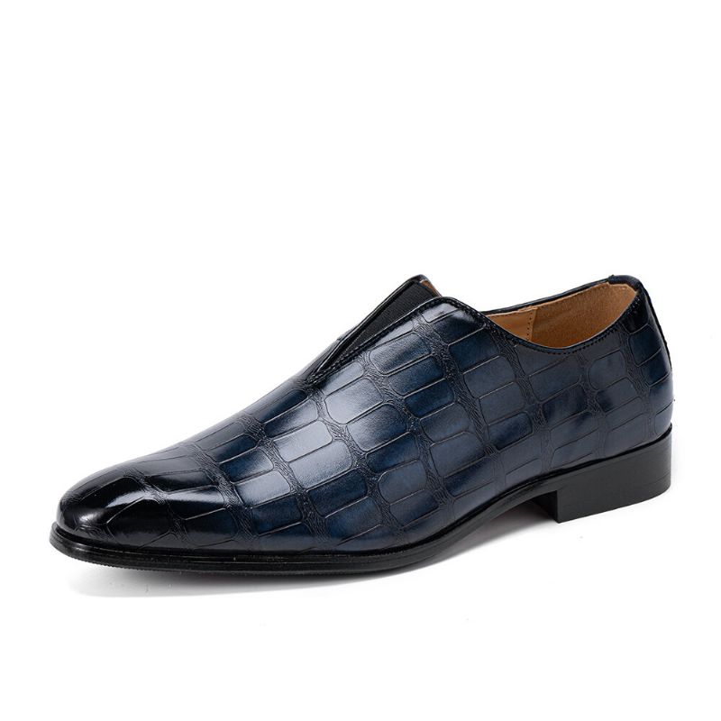 Hommes Cuir Semelle Souple Bout Pointu Motif Crocodile Slip On Chaussures Habillées Décontractées